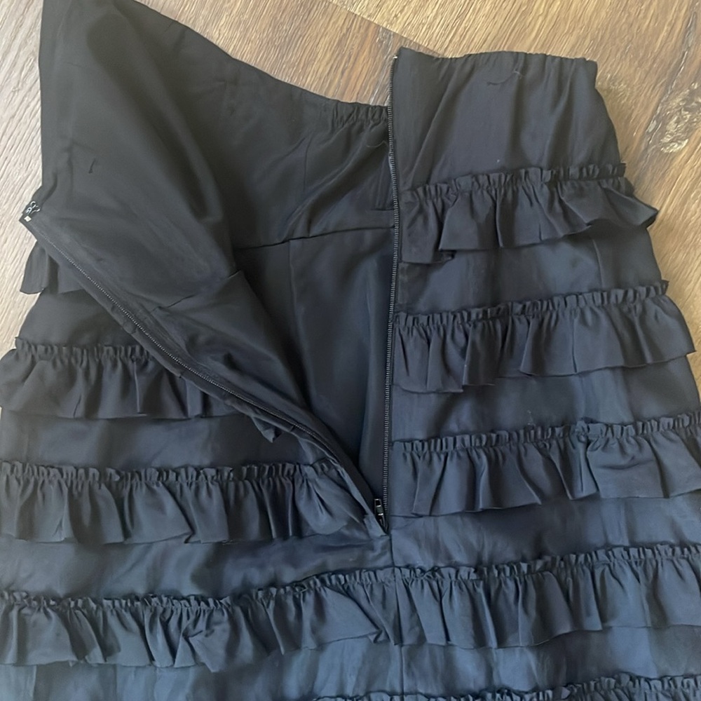 Gap Silk and Cotton Little Black Strapless Ruffle Party Dress Size 2 - Picture 13 of 15